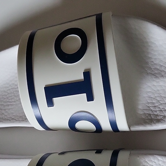 polo ralph lauren pool slides signature logo mens Size 12 white - Picture 2 of 4